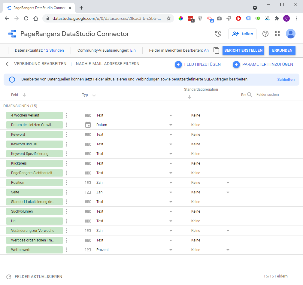 Google Data Studio Ansicht